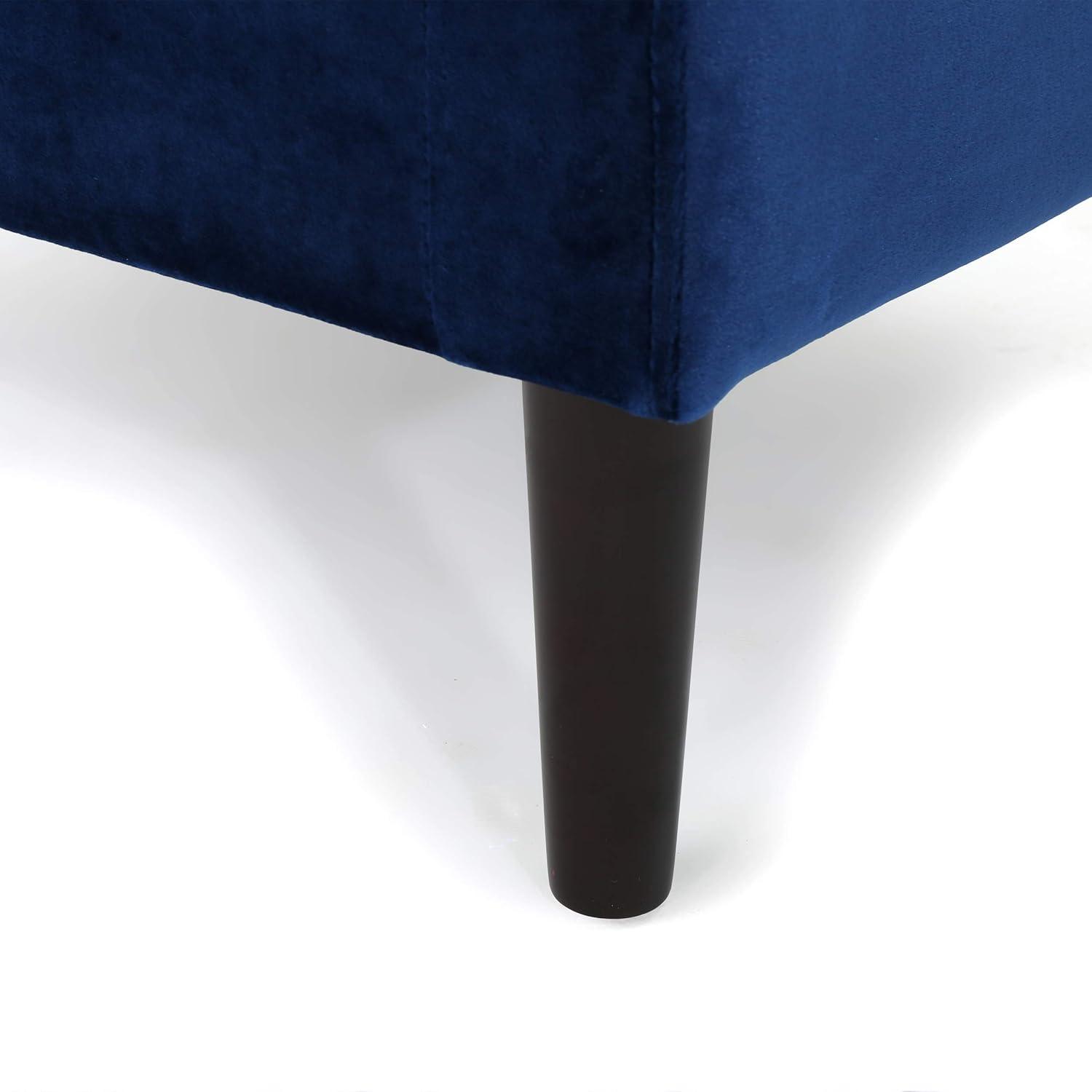 Kimiko Tufted Ottoman Navy - Christopher Knight Home: Modern Velvet Footstool, Wood Frame, Spot Clean