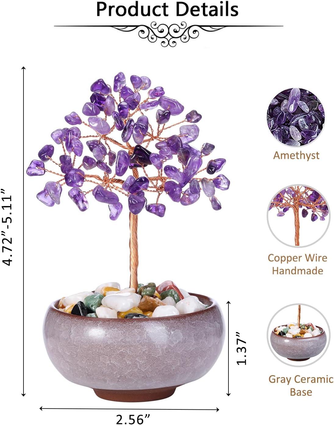 Amethyst Crystal Tree Natural Reiki Healing Crystal Gemstone Bonsai Money Tree Feng Shui Crystal Tree for Home Decor