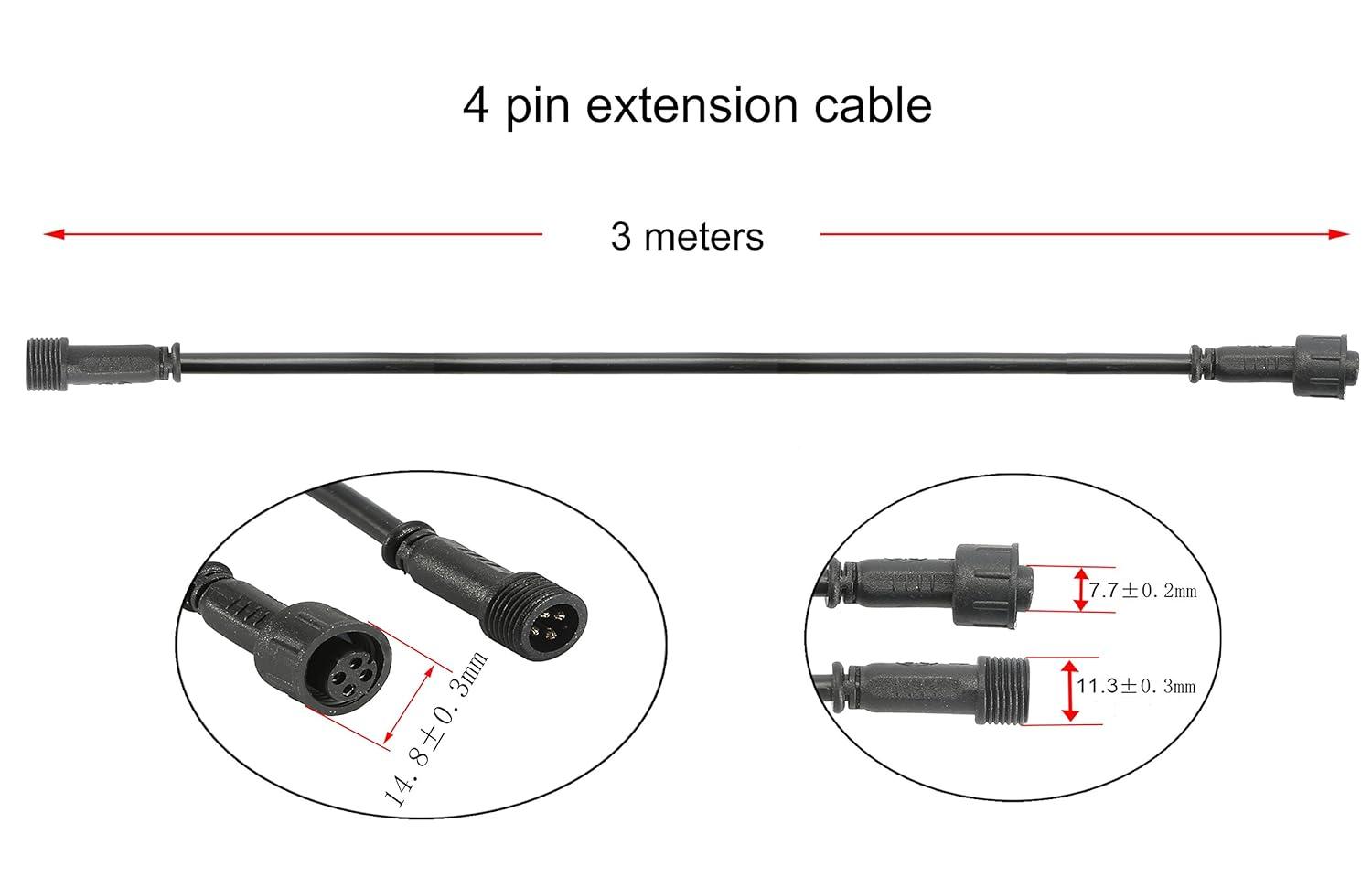 Sumaote 9.84ft 3m 5Pin Extension Cable Wire with Male and Female Connectors at Both Ends for RGBW Color LED Deck Light (5 Pin, 9.84ft, 5 Pack)