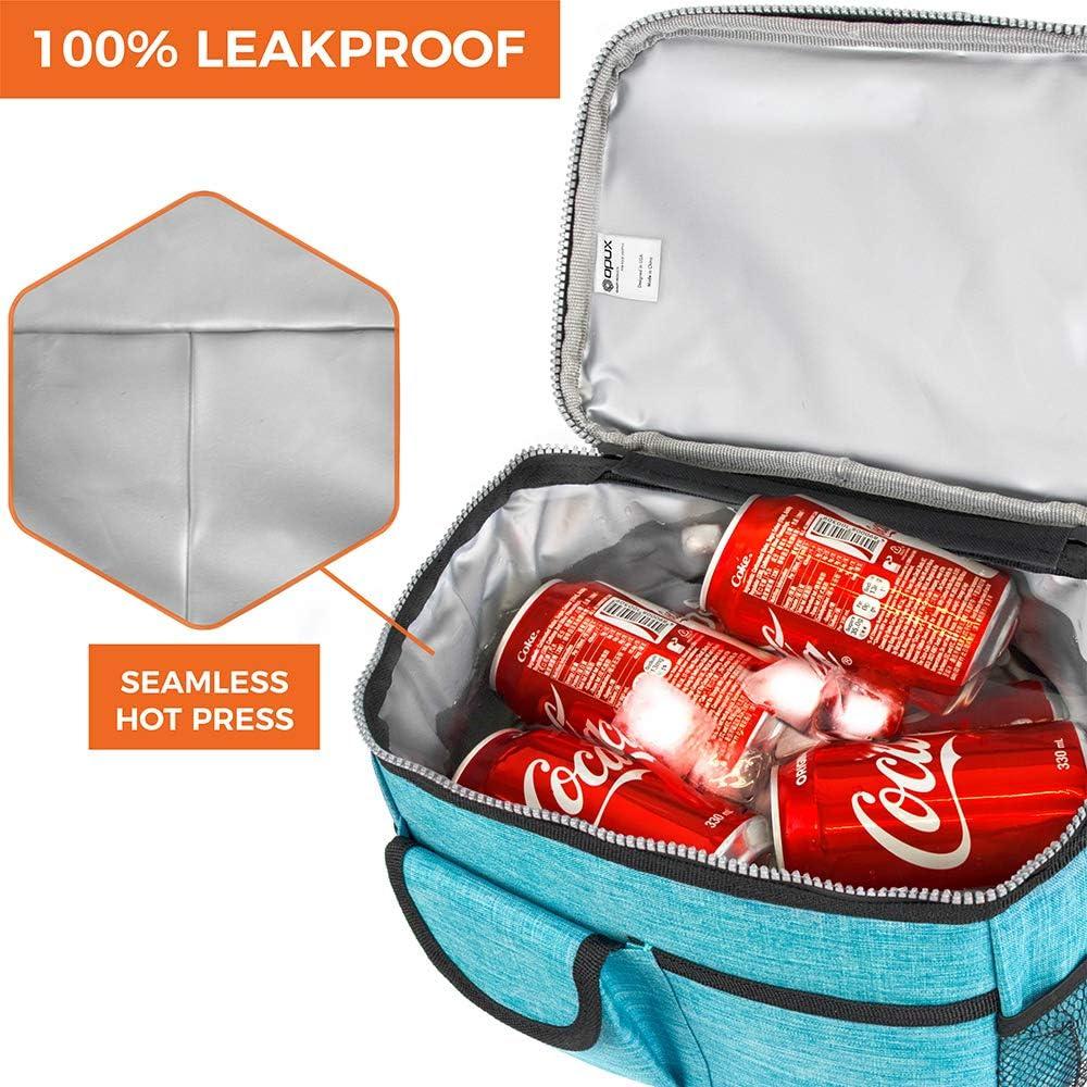 OPUX Insulated Dual Compartment Lunch Bag, Leakproof Soft Cooler Box Women Men Adult, Reusable Tote Pail Kids Boys Girls School (Heather Sea Blue)