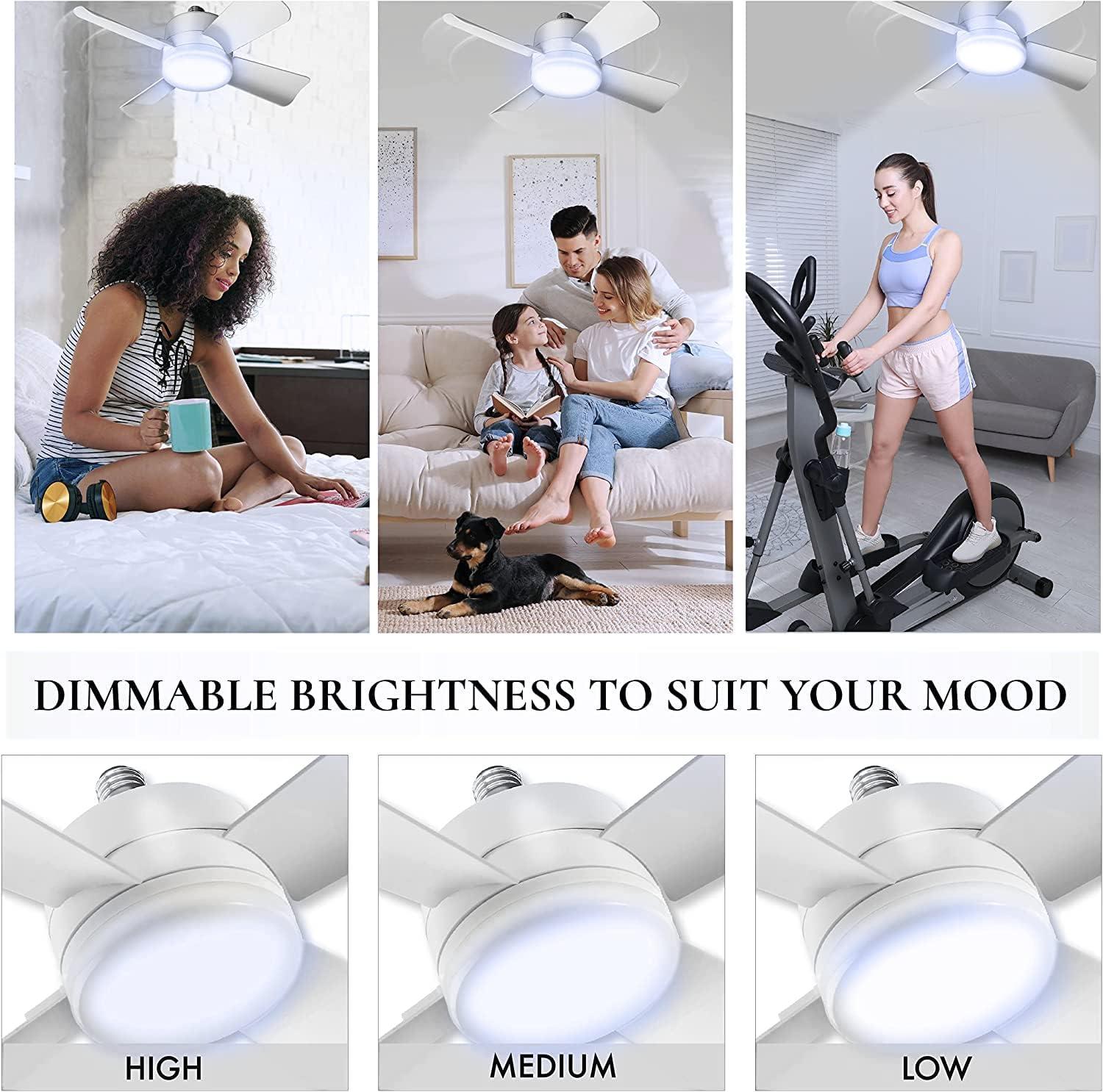 Bell+Howell Socket Breeze Light 5-Speed Deluxe LED – Ceiling Fans with Lights and Remote Control – For Bedroom, Kitchen, Living Room,1000 Lumens / 5000 Kelvins As Seen On TV