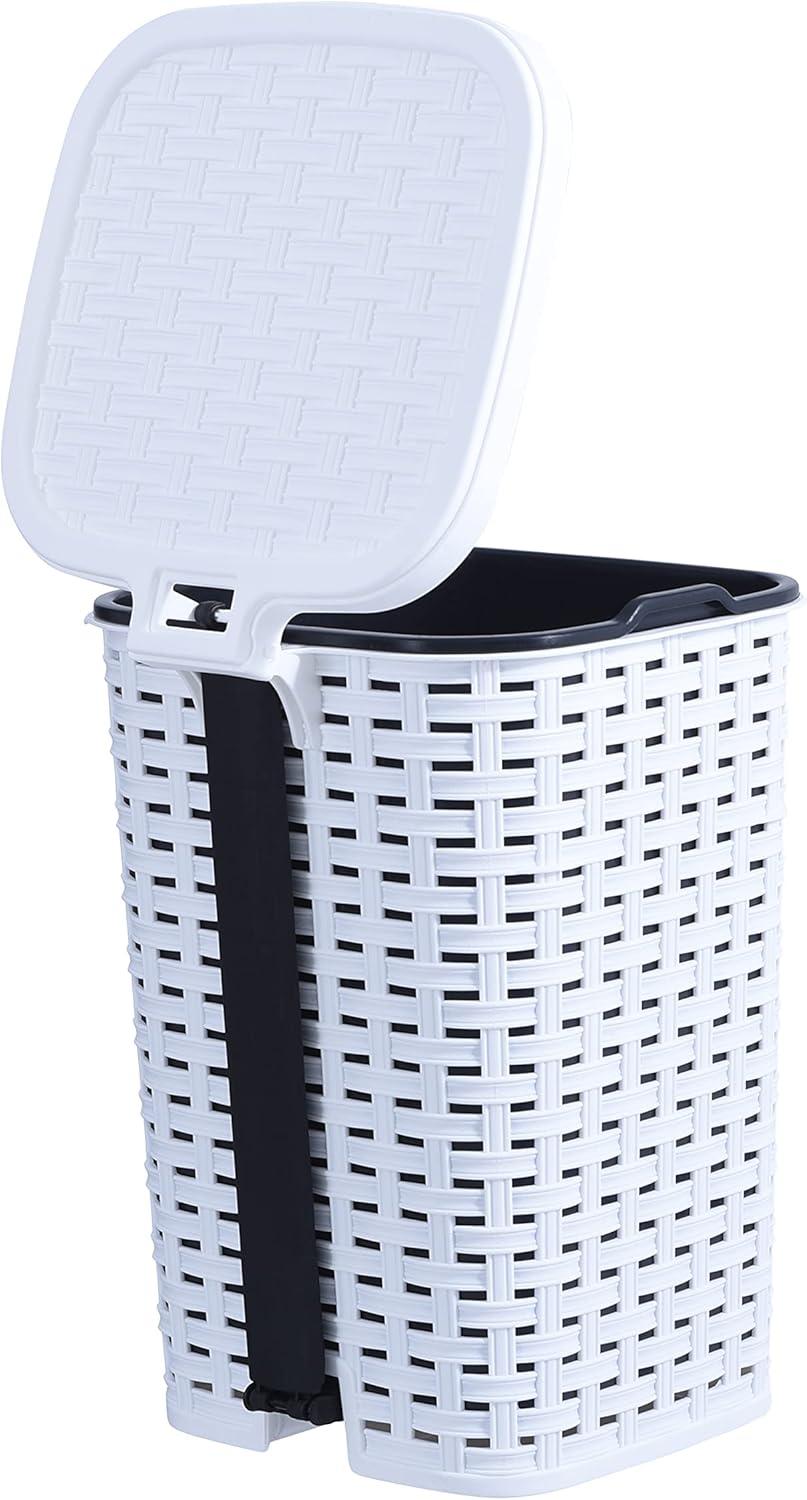 Wicker Rattan 1.6 Gallon Step On Trash Can