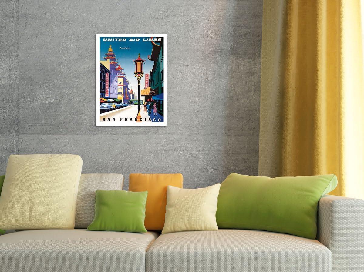 San Francisco USA - Chinatown - United Air Lines - Vintage Airline Travel Poster by Joseph Binder c.1950s - Master Art Print (Unframed) 9in x 12in