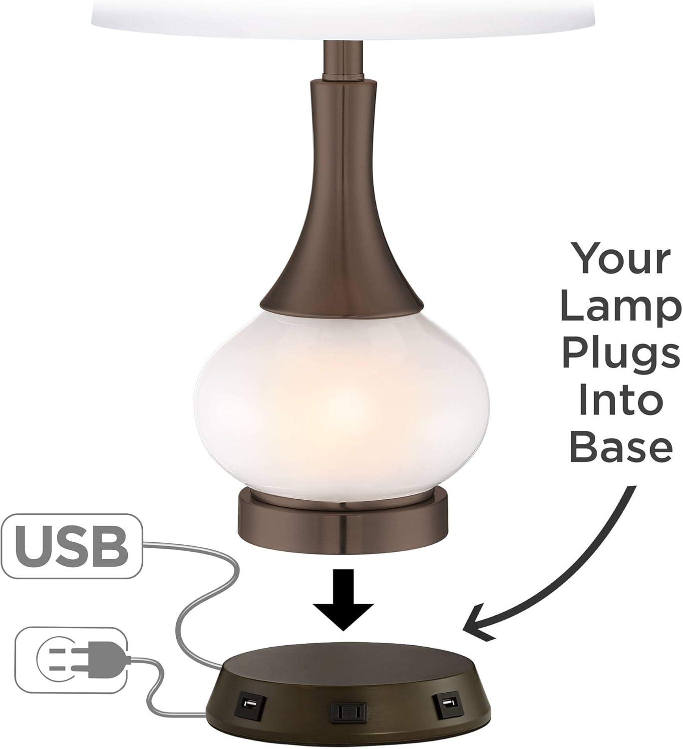 360 Lighting Modern Workstation Table Lamp Base with USB and AC Power Outlet Universal Charging Bronze Touch On Off Living Room