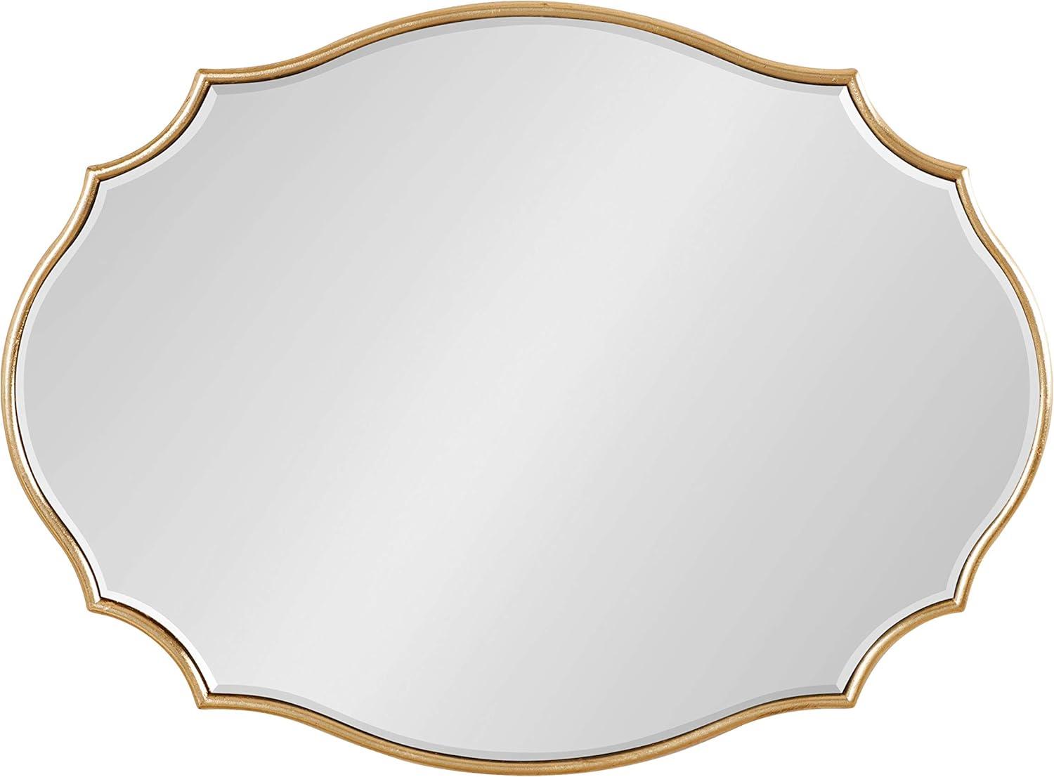 Kate and Laurel Leanna Modern Scalloped Wall Mirror, 18 x 24, Gold, Glam Oval Mirror for Wall