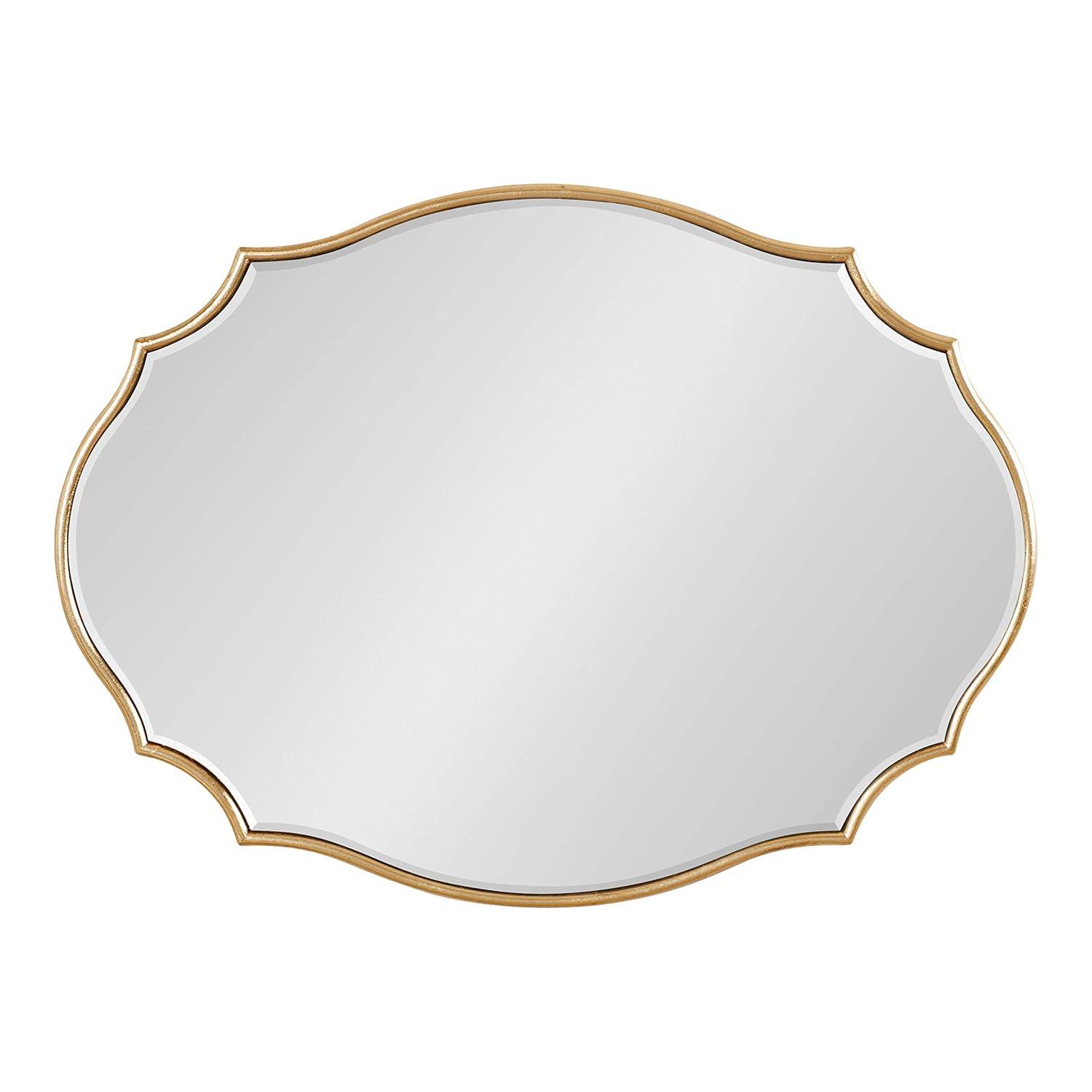 Kate and Laurel Leanna Modern Scalloped Wall Mirror, 18 x 24, Gold, Glam Oval Mirror for Wall