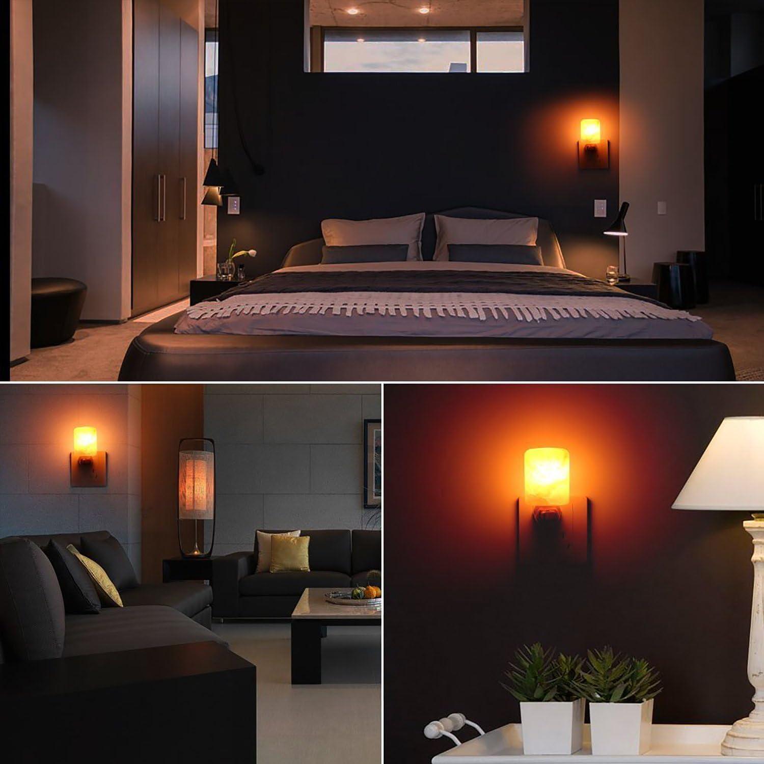 Betus Natural Crystal Himalayan Salt Wall Lamp - Air Purifying Night Light - 360° Rotatable Plug 7W Bulb - Cylindrical