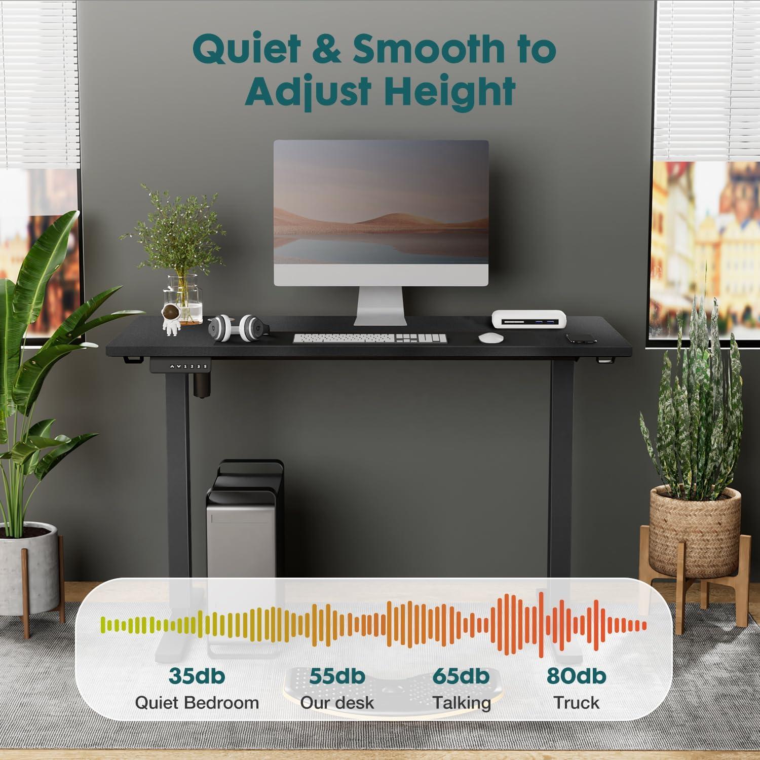 Electric Stand up Desk, 48'' Wide Desktop with Adjustable Height, Standing Computer Desk for Home Ofiice, Black
