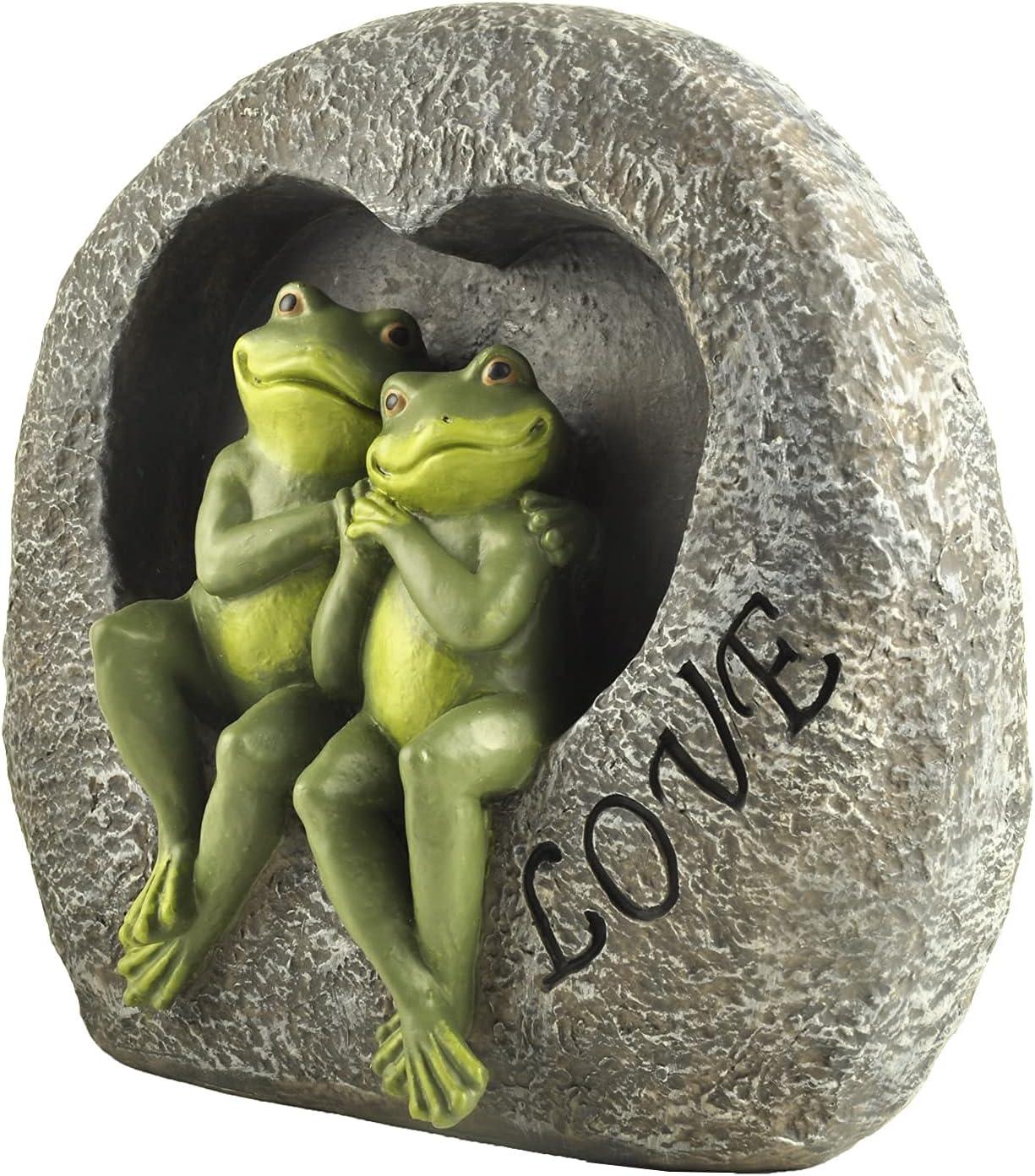 7.09”H Lover Frog Statues for Garden-Resin Frogs Couple Figurines , Frog Outdoor Decor Lawn