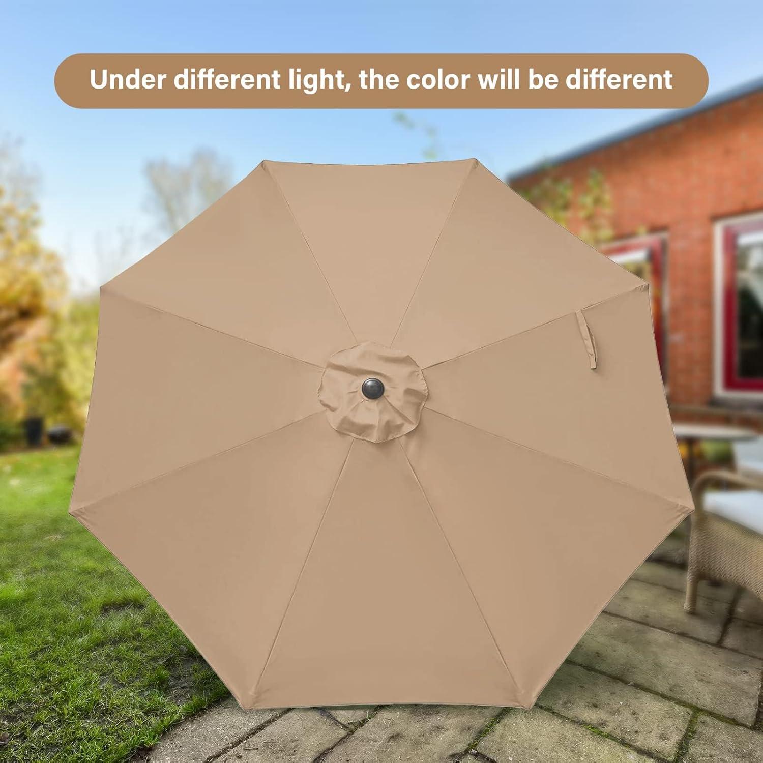 9FT Outdoor Patio Umbrella Table Market Umbrella with Push Button Tilt and Crank, 8 Sturdy Ribs, UV Protection Waterproof for Garden, Lawn, Deck, Backyard, Pool