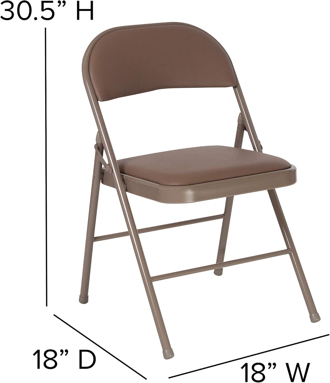 Beige Vinyl Armless Metal Reception Folding Chair Set