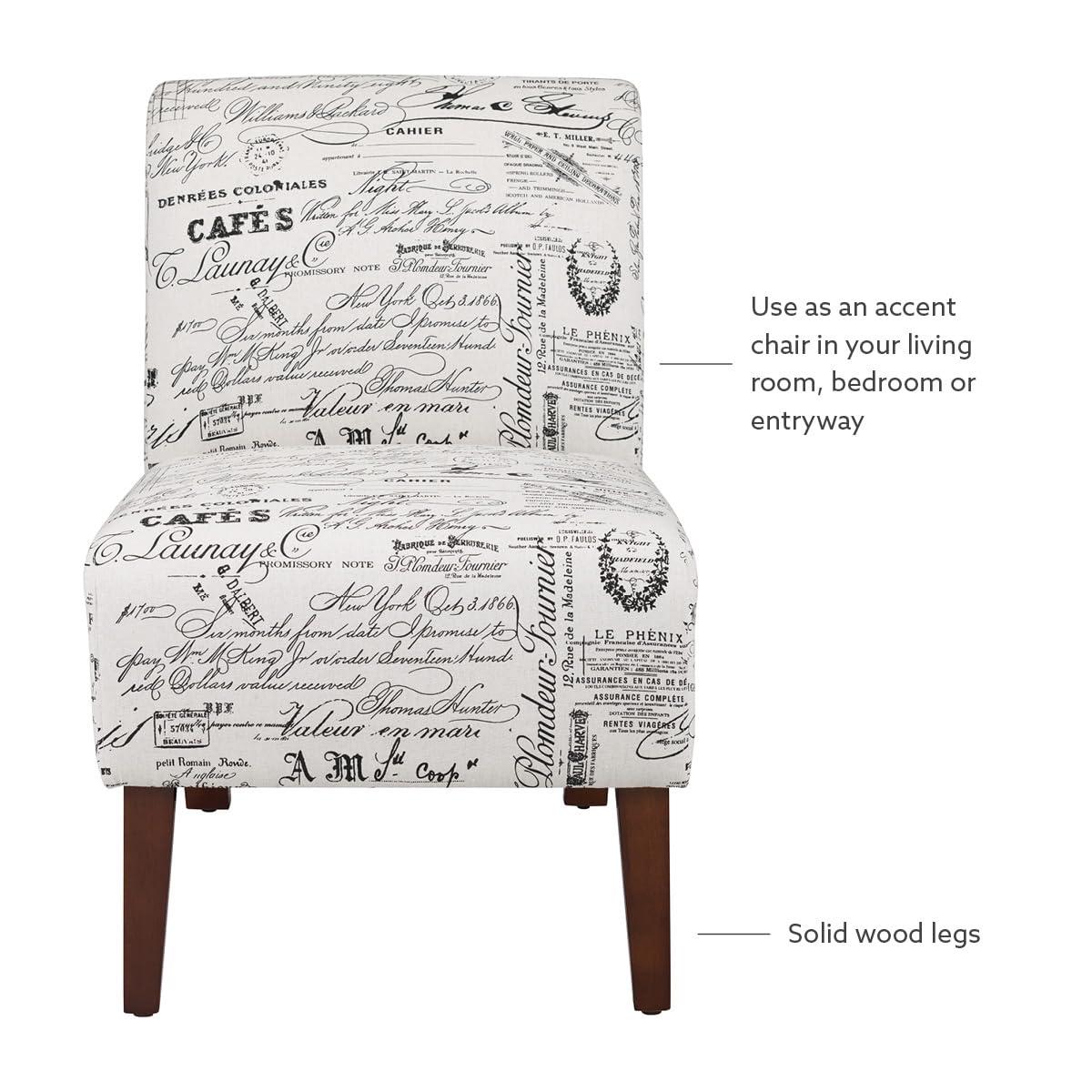 Lily Traditional Slipper Upholstered Sailing Accent Chair Script - Linon