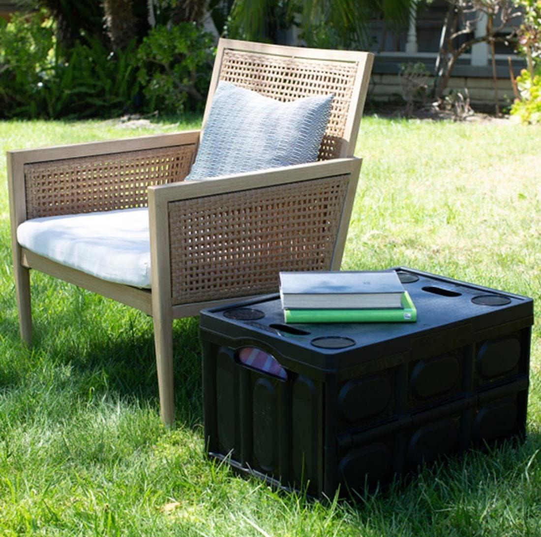 Black Recycled Plastic Collapsible Storage Container with Lid, 16.5 Gallon