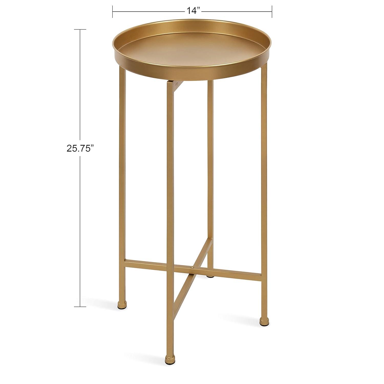 Kate and Laurel Celia Round Metal Tea Table, 14x14x25.75, Gold