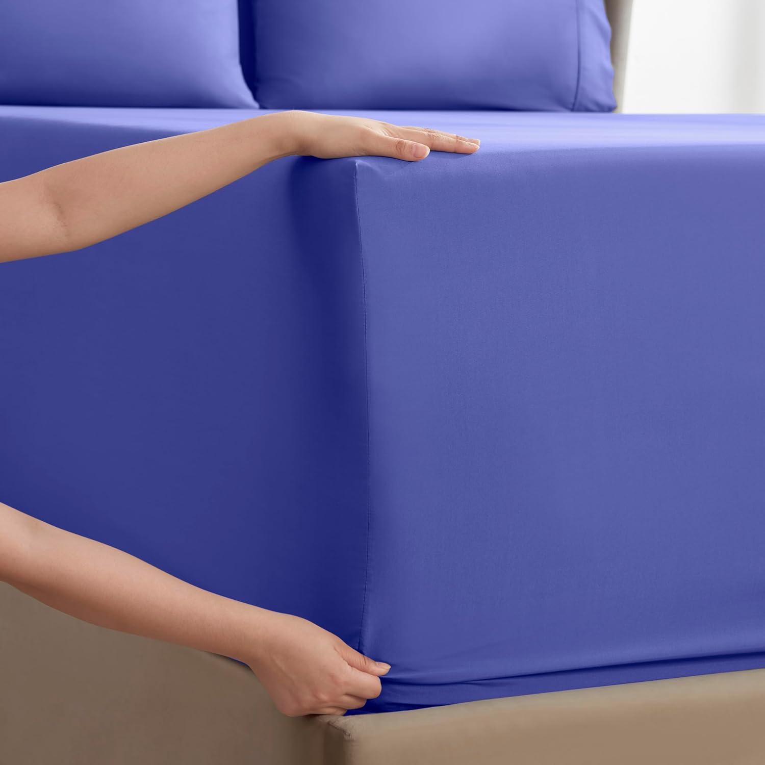 Nestl Extra Deep Pocket 6 Piece Sheet Sets, King Size Sheets & Pillowcases - Royal Blue
