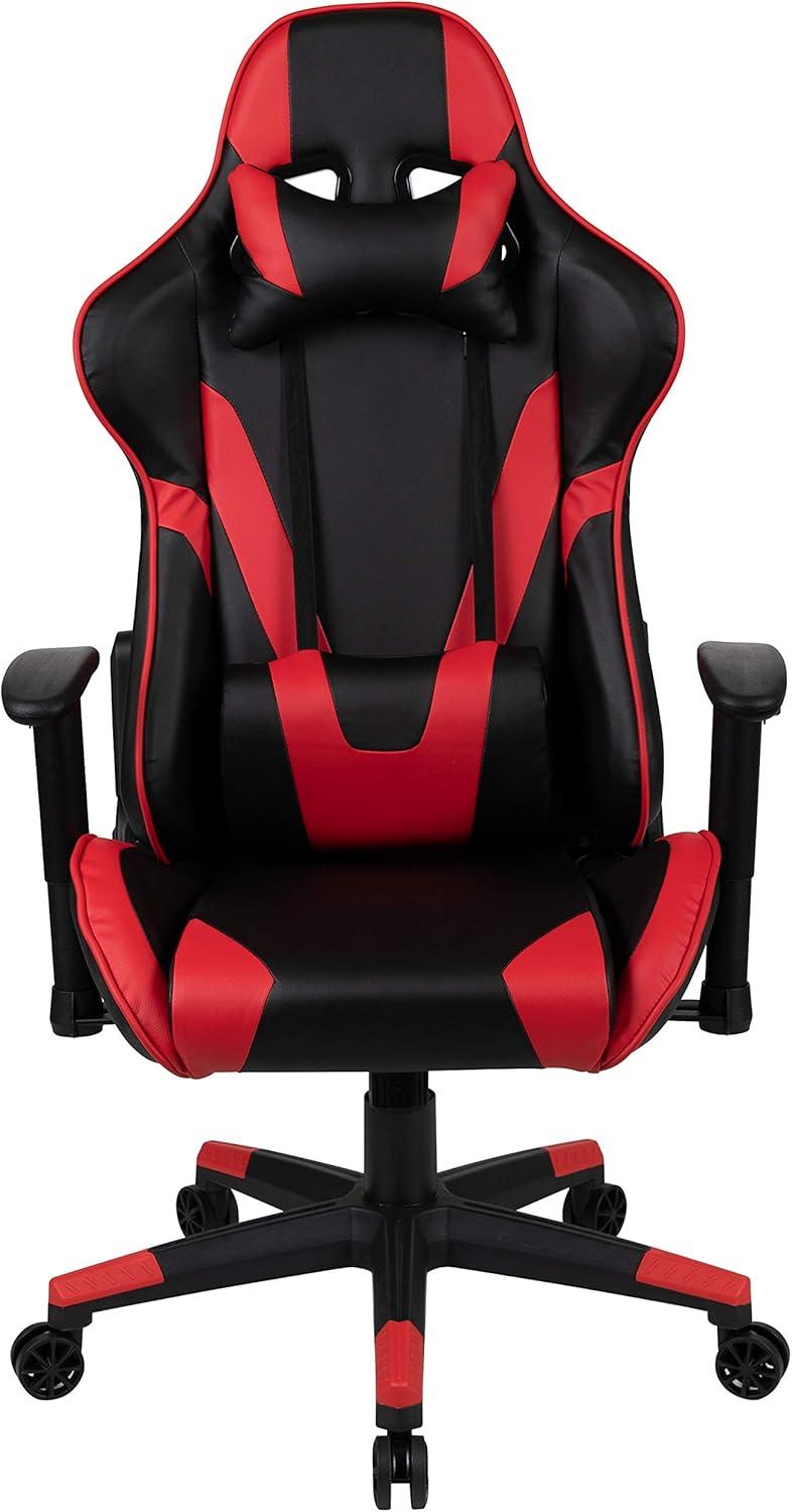 Flash Furniture X20 Gaming Chair Racing Office Ergonomic Computer PC Adjustable Swivel Chair with Fully Reclining Back in Red LeatherSoft