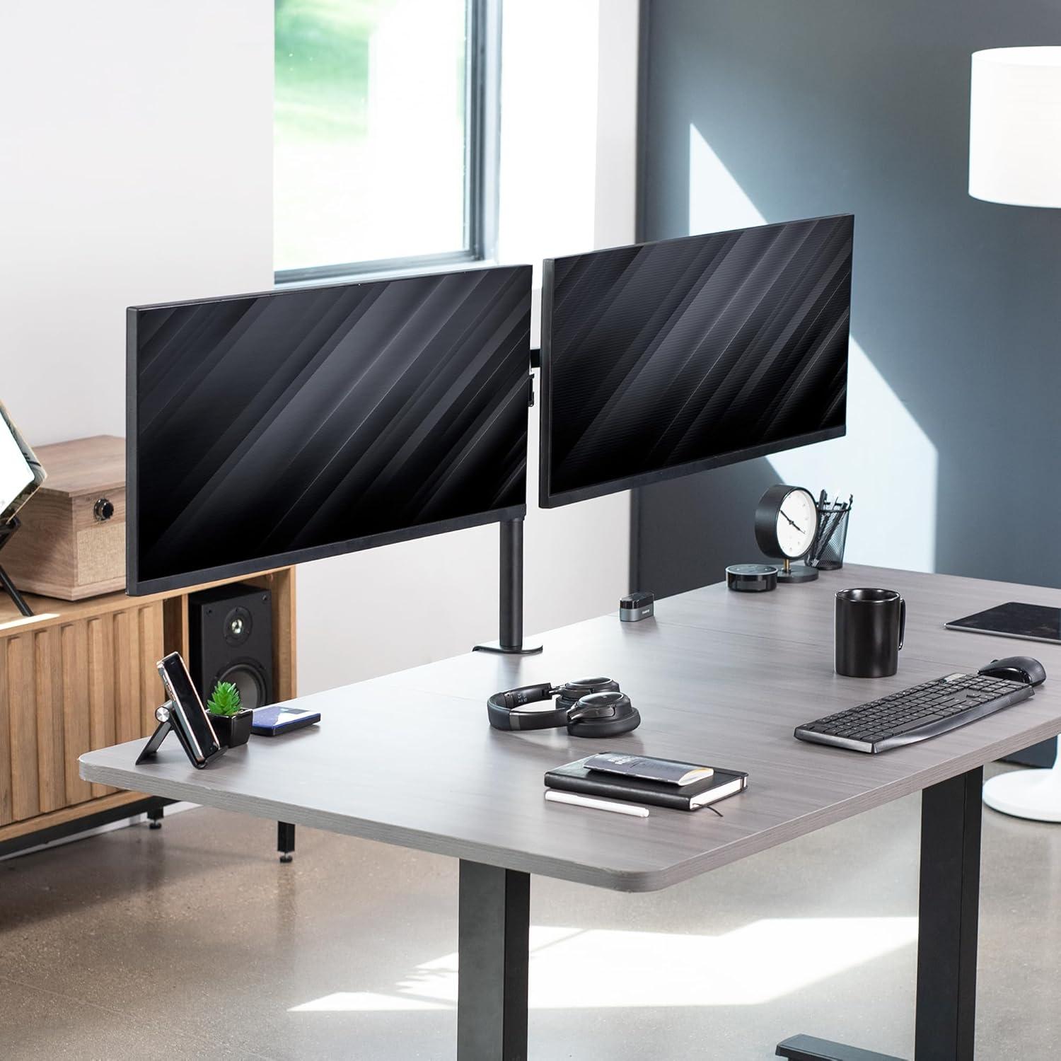 VIVO Black Dual Monitor Adjustable Desk Mount, Fits Ultrawide Screens up to 38"