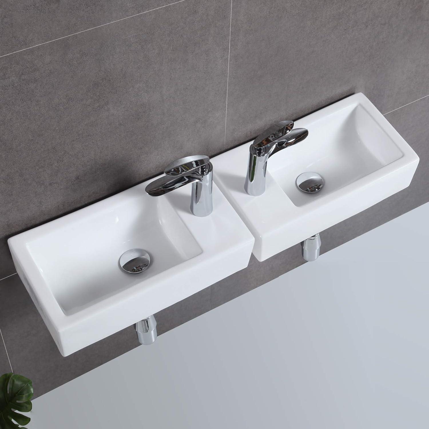 HOROW 9.75'' Ceramic Rectangular Hole Wall Mount Bathroom Sink