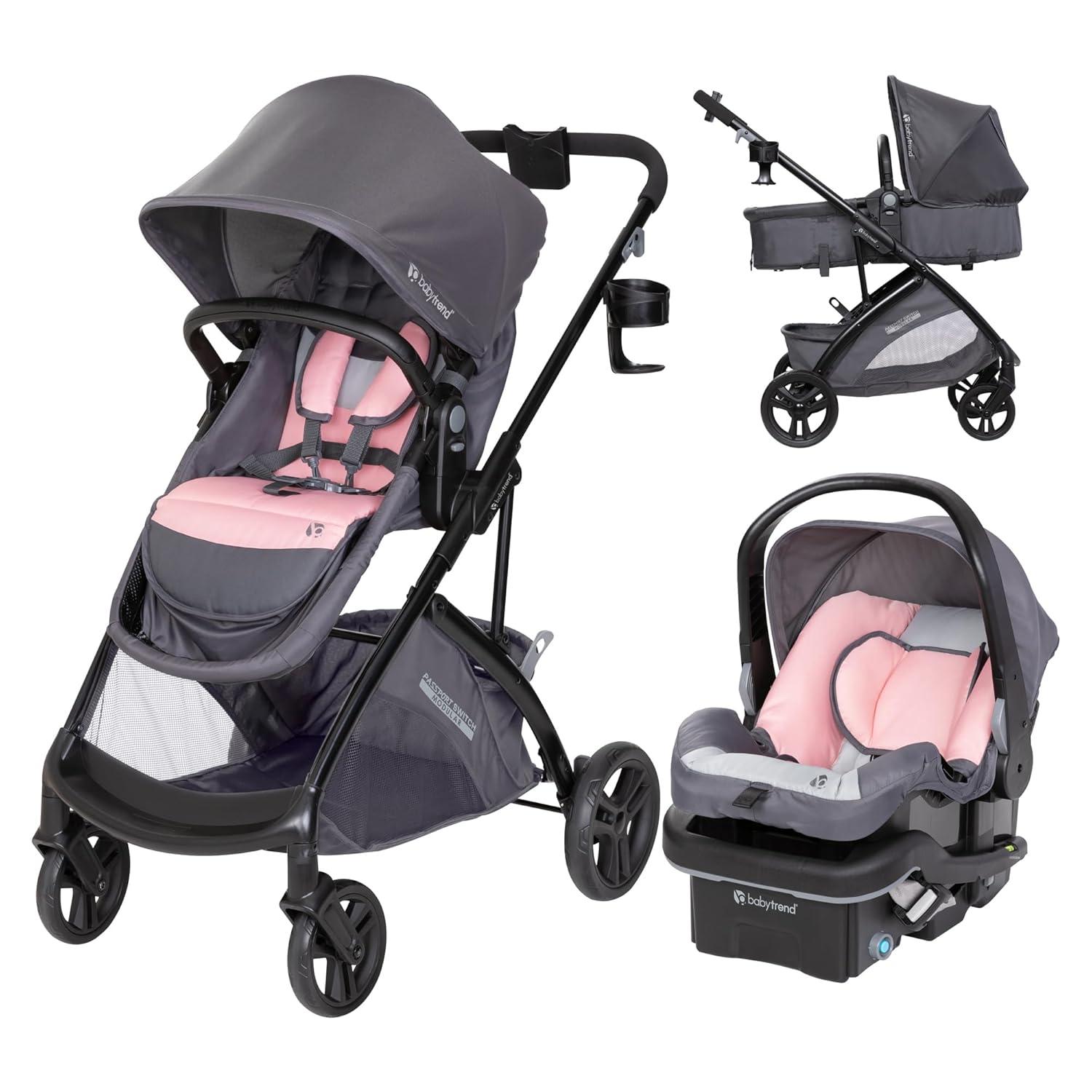 Baby Trend Passport Switch Modular Travel System with EZ-Lift PLUS Infant Car Seat - Dash Pink