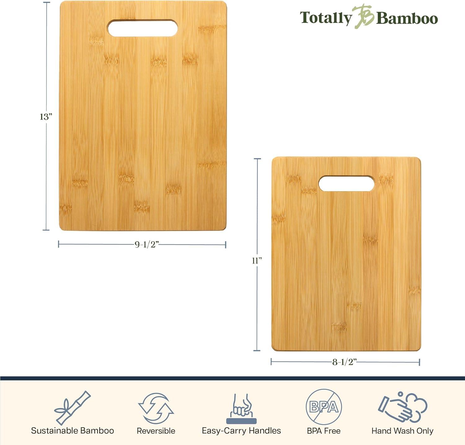 Natural Bamboo Rectangular Cutting Board Set, 2 Pieces