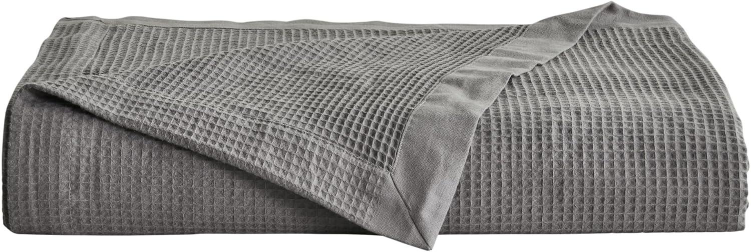 100% Cotton Lightweight Waffle Weave Summer Bed Blanket - Great Bay Home (Twin, Light Grey)