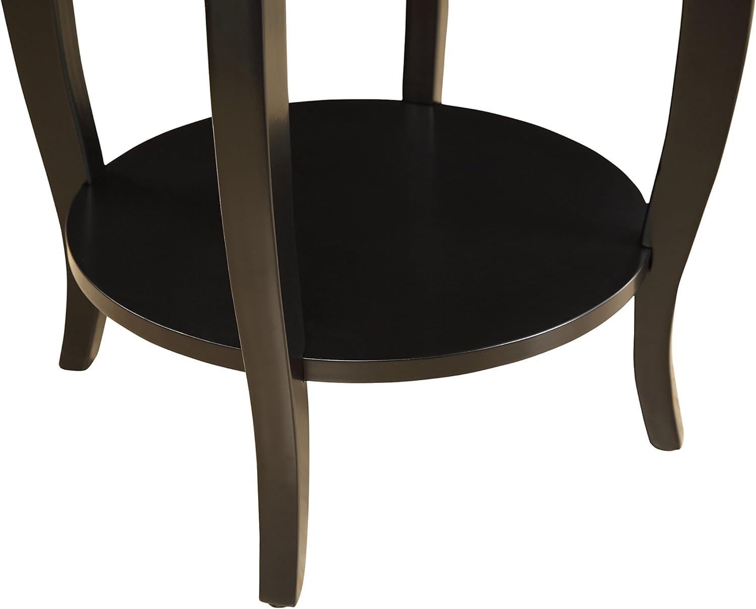 Round Solid Wood Black End Table with Storage - 18"x24"