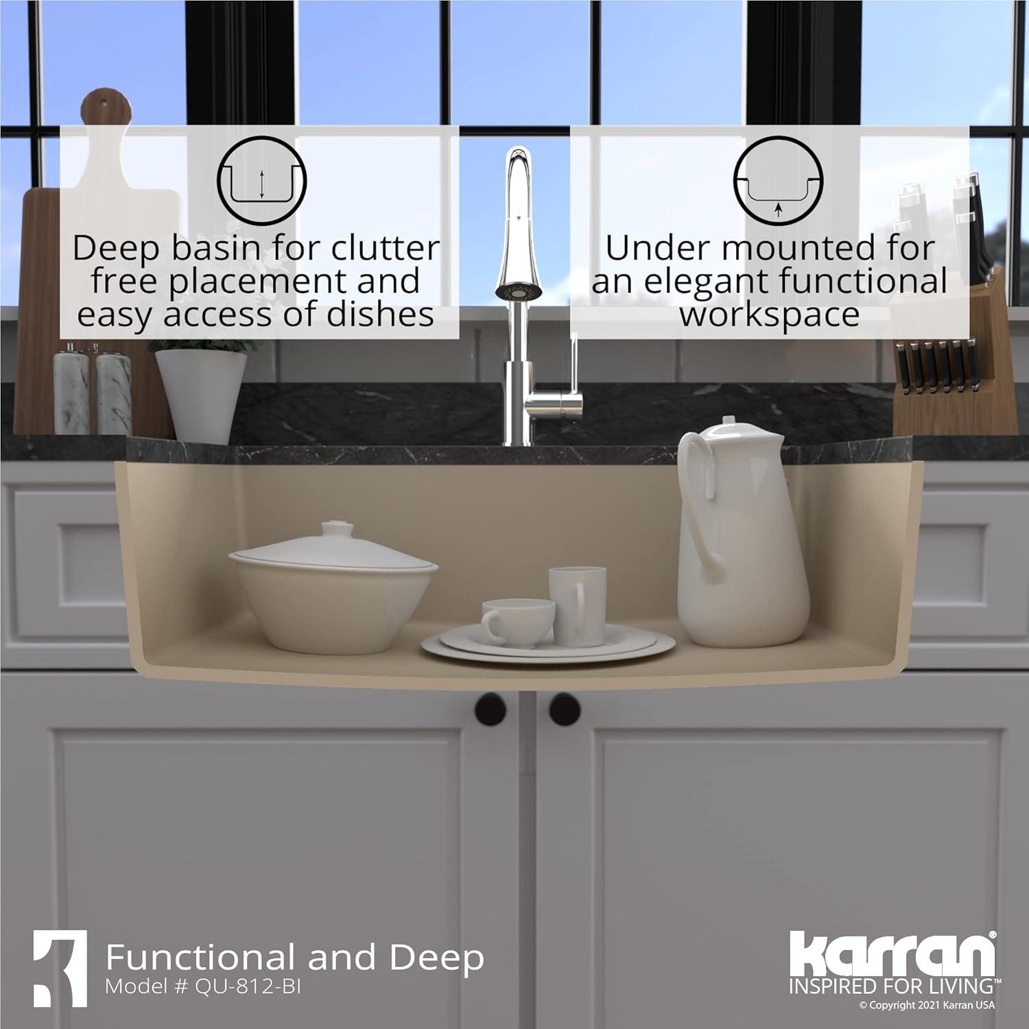 Karran Quartz 32-1/4'' X 19-1/4'' Large Single Bowl Undermount Kitchen Sink