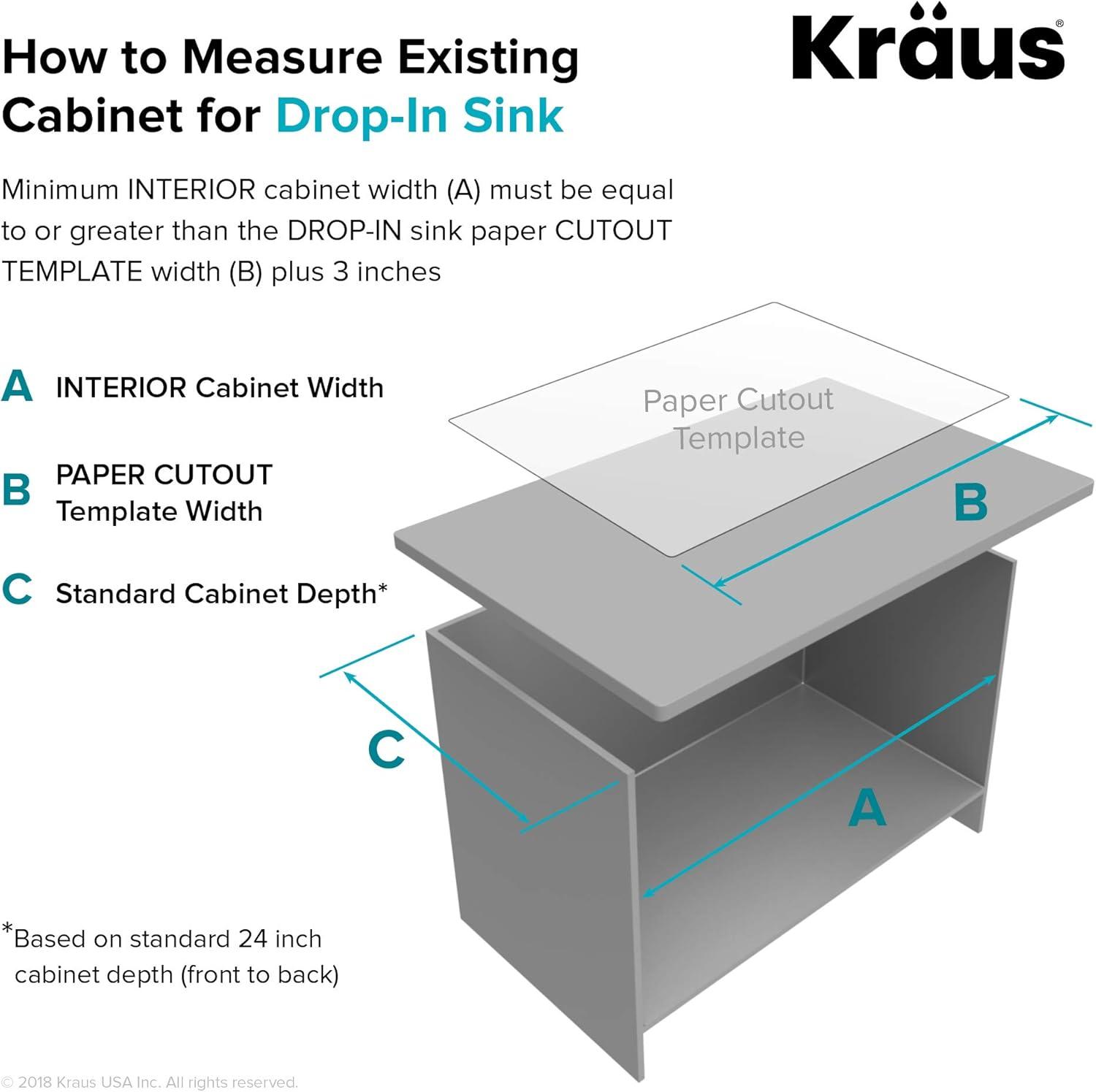 KRAUS Standart PRO Drop In 16 Gauge Bar Stainless Steel Kitchen Sink