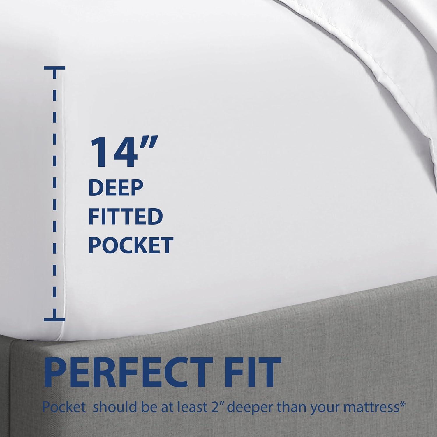 Swift Home 1800 Series 16 Inch Deep Microfiber Fitted Sheet
