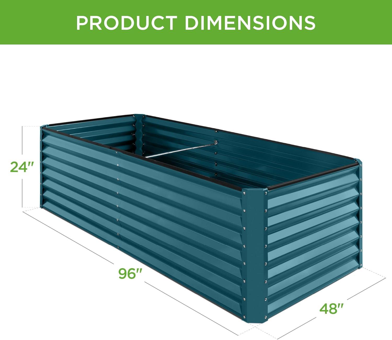 Peacock Blue 8x4x2ft Outdoor Metal Raised Garden Bed Planter