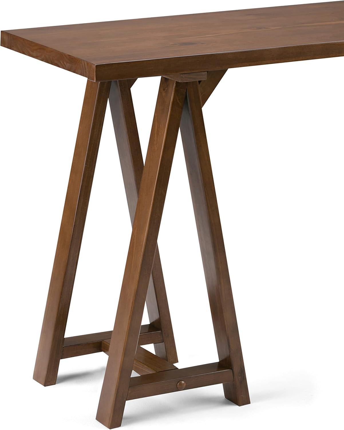 Simpli Home Sawhorse Console Sofa Table-Finish:Medium Saddle Brown