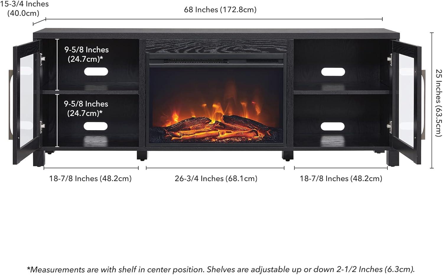 Evelyn&Zoe Quincy Rectangular TV Stand with 26" Log Fireplace for TV's up to 75", White
