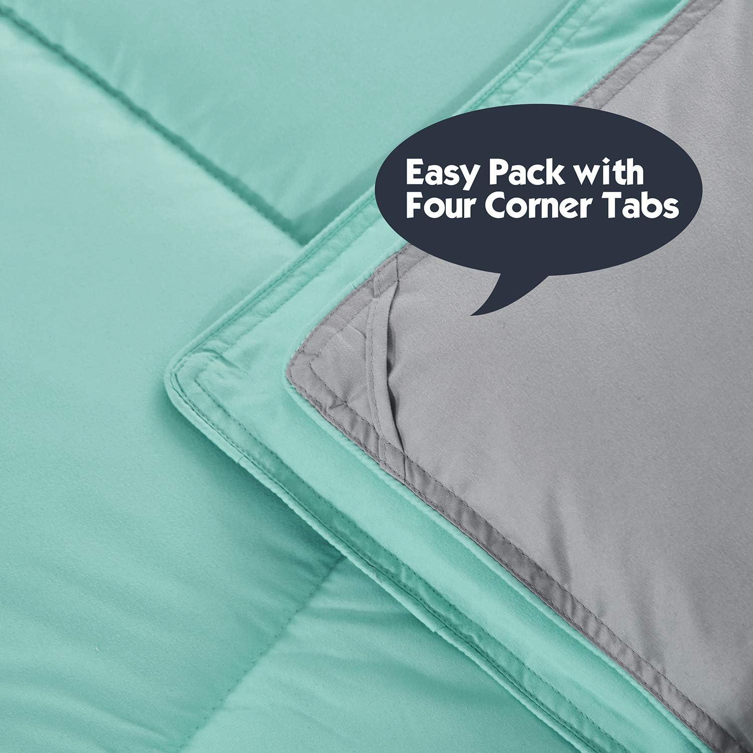 Aqua Blue Reversible Microfiber Full/Queen Duvet Set