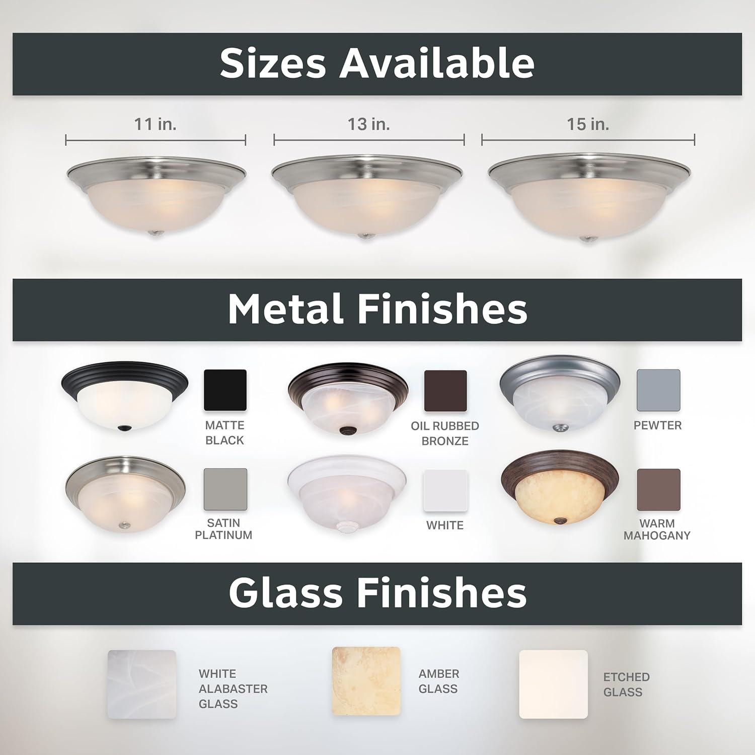 Designers Fountain 11 inch 2-Light Satin Platinum Flush Mount Ceiling Light, 1257S-SP-AL