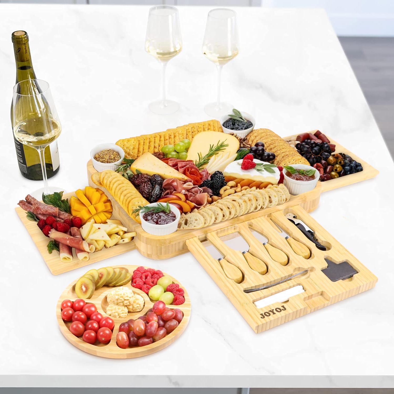 Large Bamboo Cheese Board Set; for Mom, House Warming Gifts, Wedding Gifts, Bridal Shower Gift, Thanksgiving Gifts