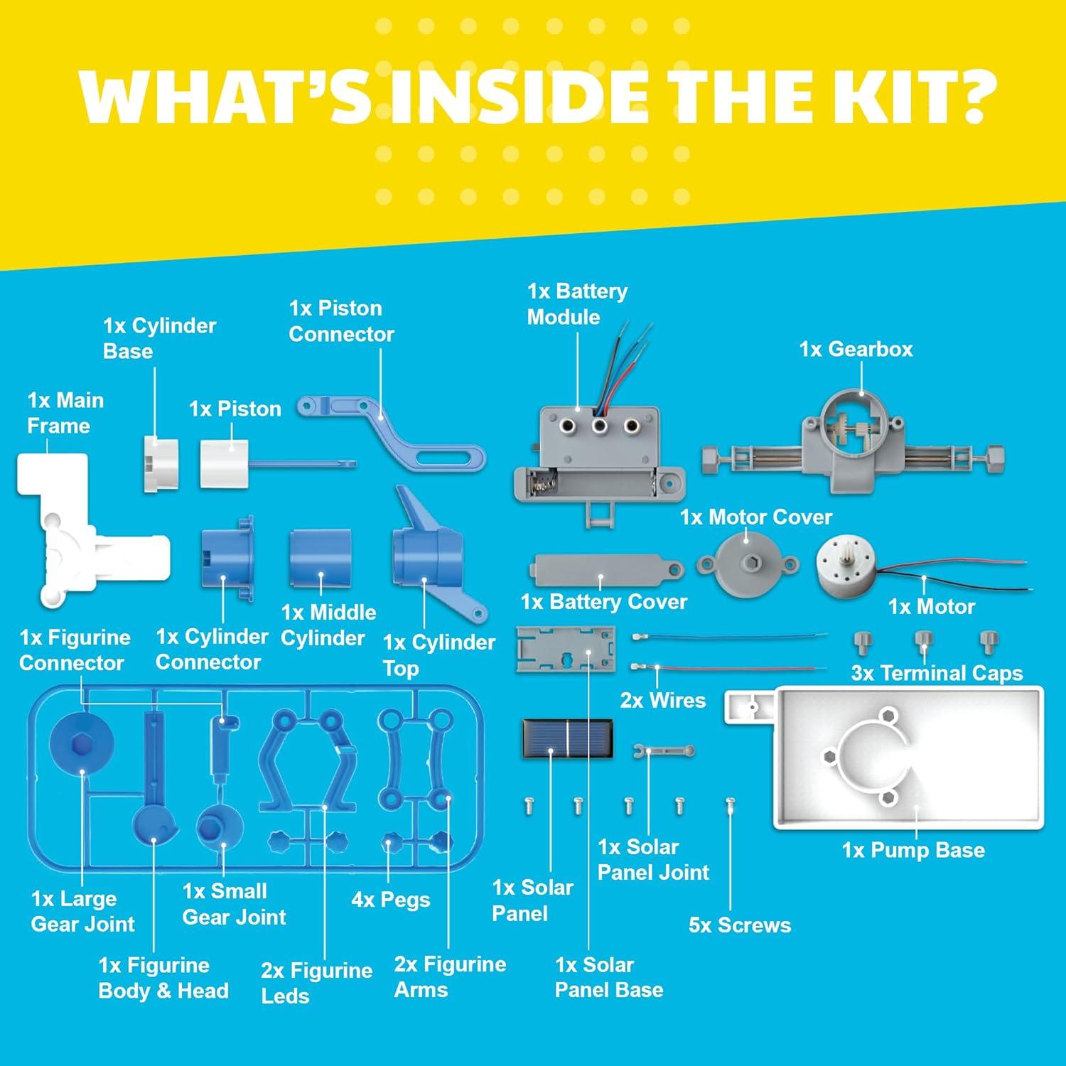 Hybrid Solar and Engine-Powered Water Pump Science Art Skill Toy Kit
