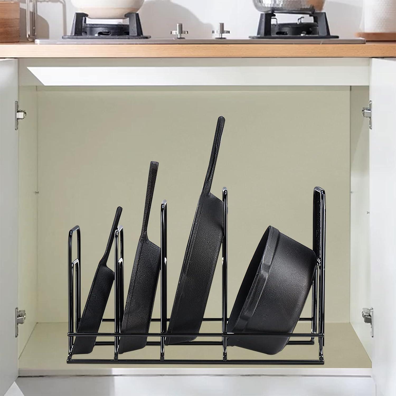 Heavy Duty Black Steel 5-Tier Pan Organizer Rack