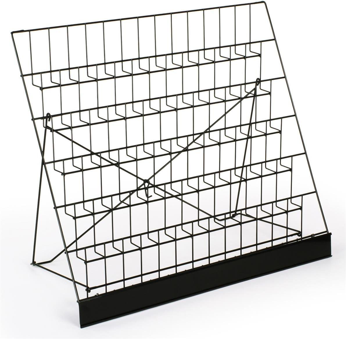 Wire Display Rack for Countertop Use, 6 Open Tiers Accommodate Literature of Varying Sizes, Includes Sign Channel - Black (WRC6T2925)