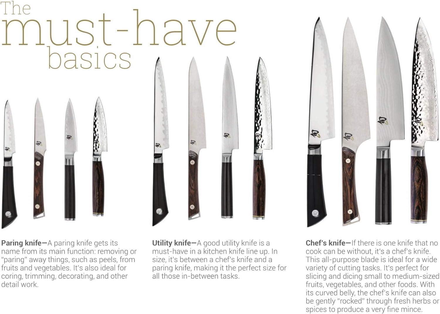 Shun Classic 3-Piece Knife Set with Ebony Handles