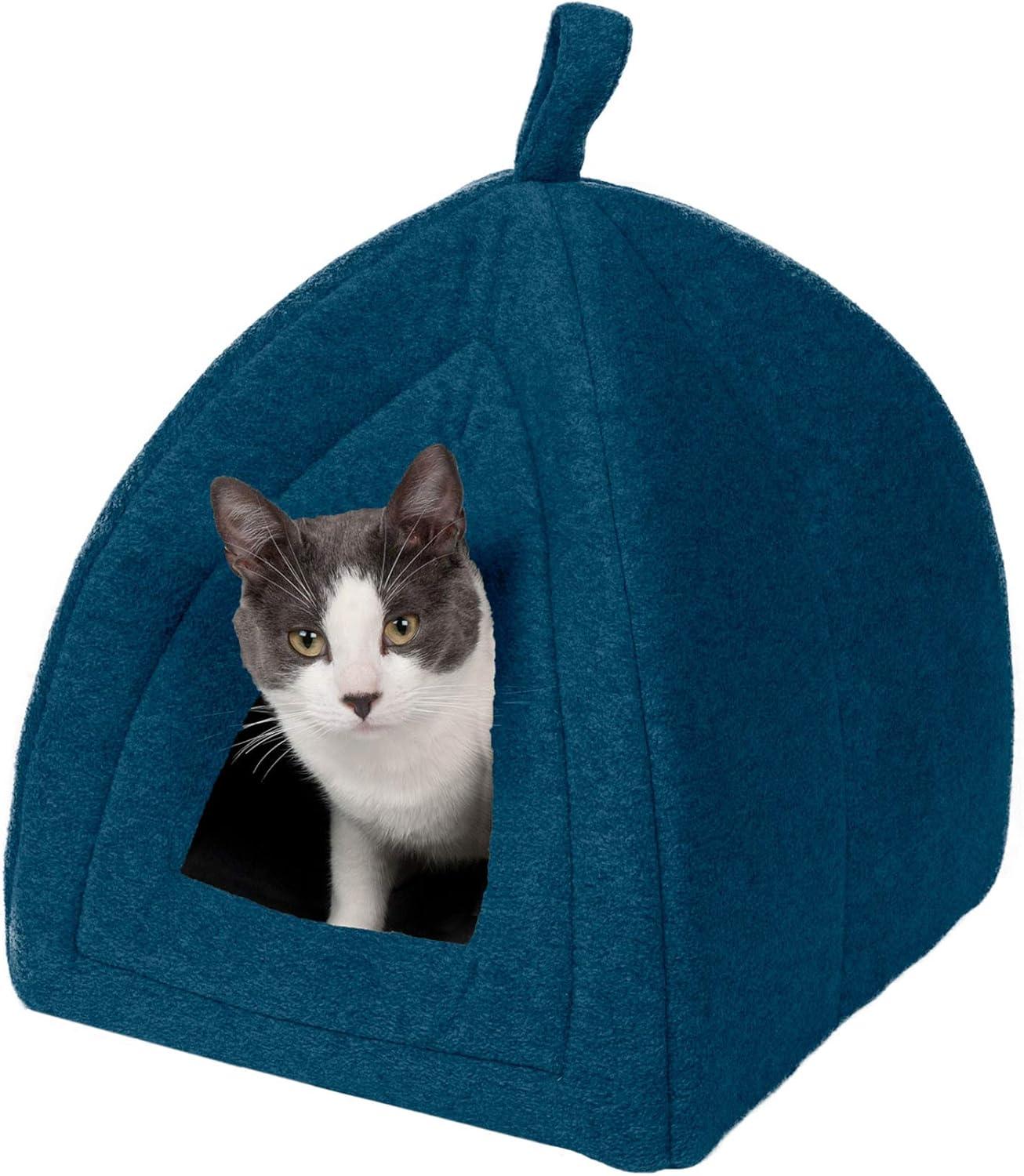 FurHaven Fleece Pet Tent Small Dog and Cat Bed - Small, Lagoon Blue