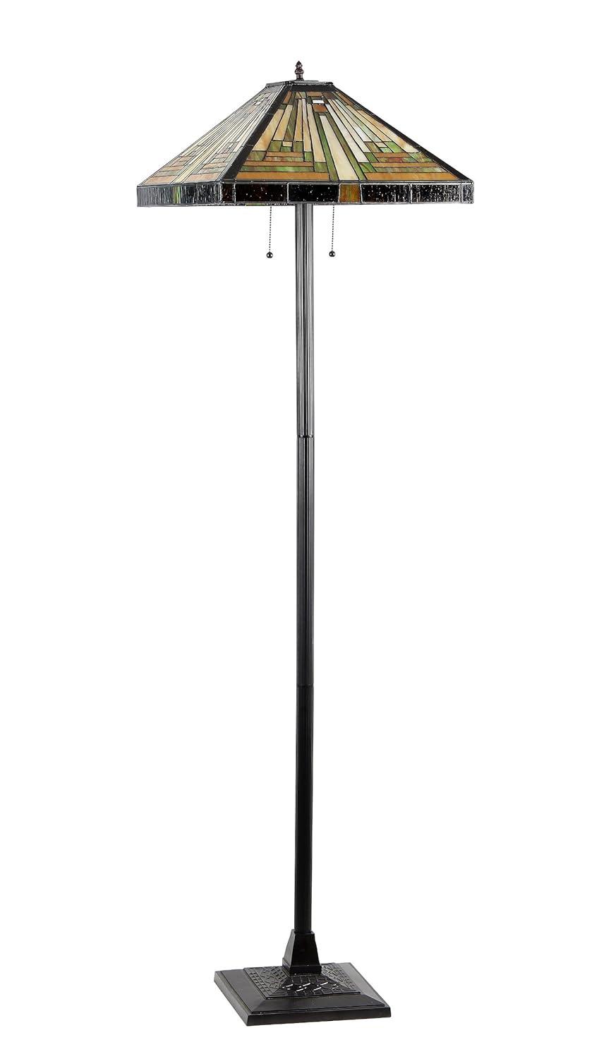 Chloe Lighting CH33359MR18-FL2 Innes Tiffany-style 2 Light Mission Floor Lamp 18`` Shade
