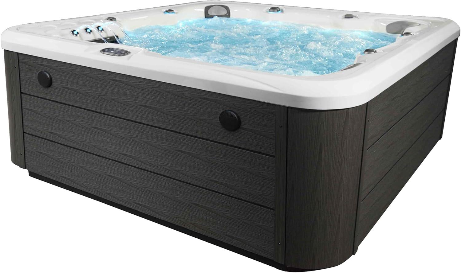 Scenic 6-Person 69-Jet Lounger Hot Tub Spa with Bluetooth Stereo, 4 Pumps, LED Lighting, Stainless Steel Heater and Ozonator, Insulated Cover Included