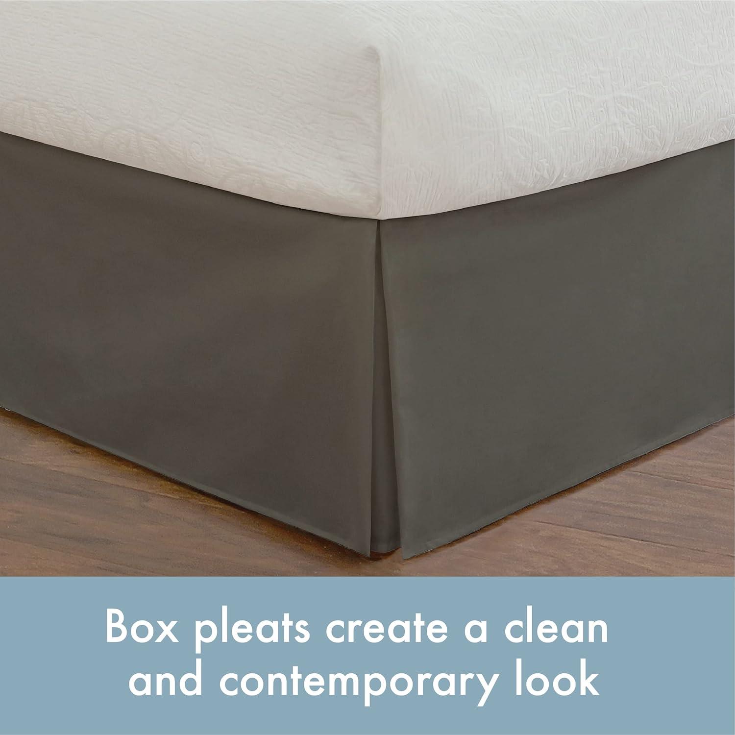 Grey Twin Microfiber Tailored Bed Skirt with Split Corners