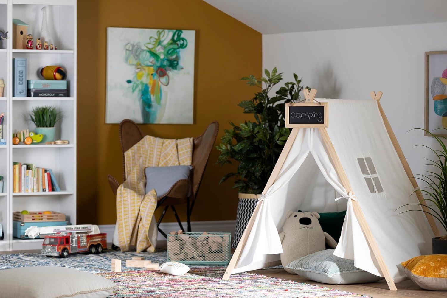 Sweedi Kids' Play Tent with Chalkboard in Organic Cotton and Pine