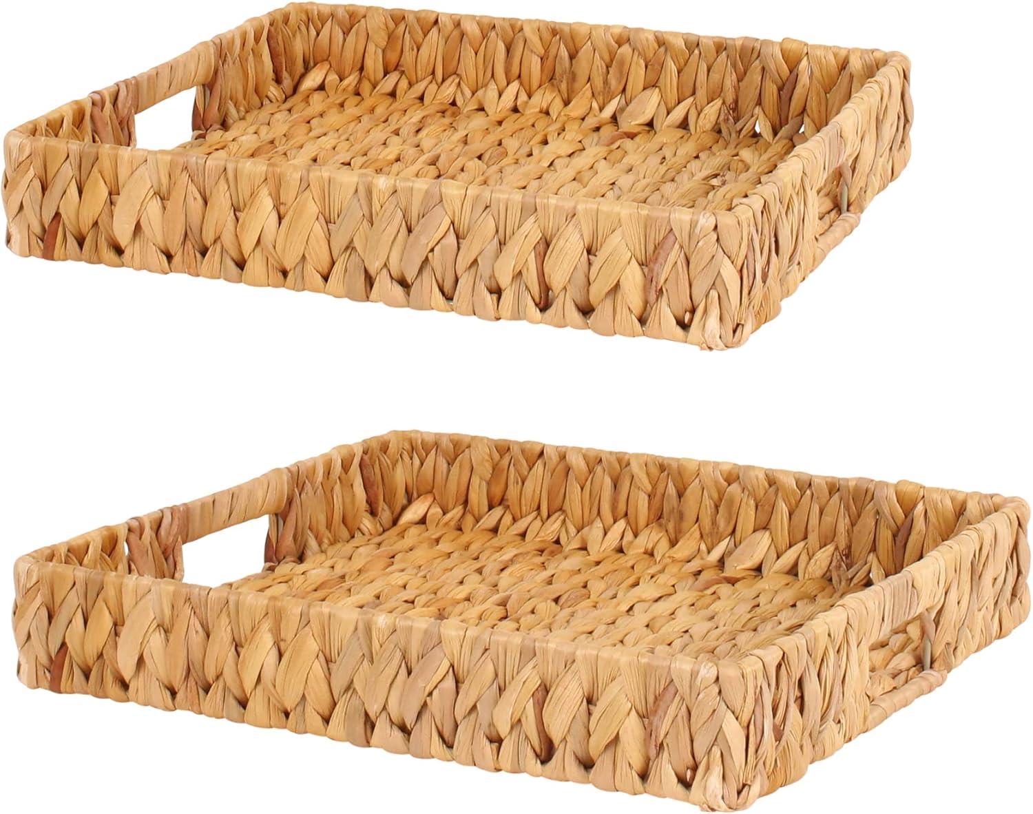 Harman Set of 2 Naturals Woven Palma Square Trays Earthy & Sophisticated