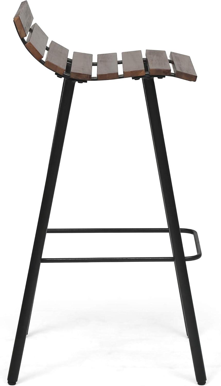 Set of 2 Pepperwood Wooden Barstool Dark Brown - Christopher Knight Home: Industrial Style, Acacia Frame, 29.25" Height