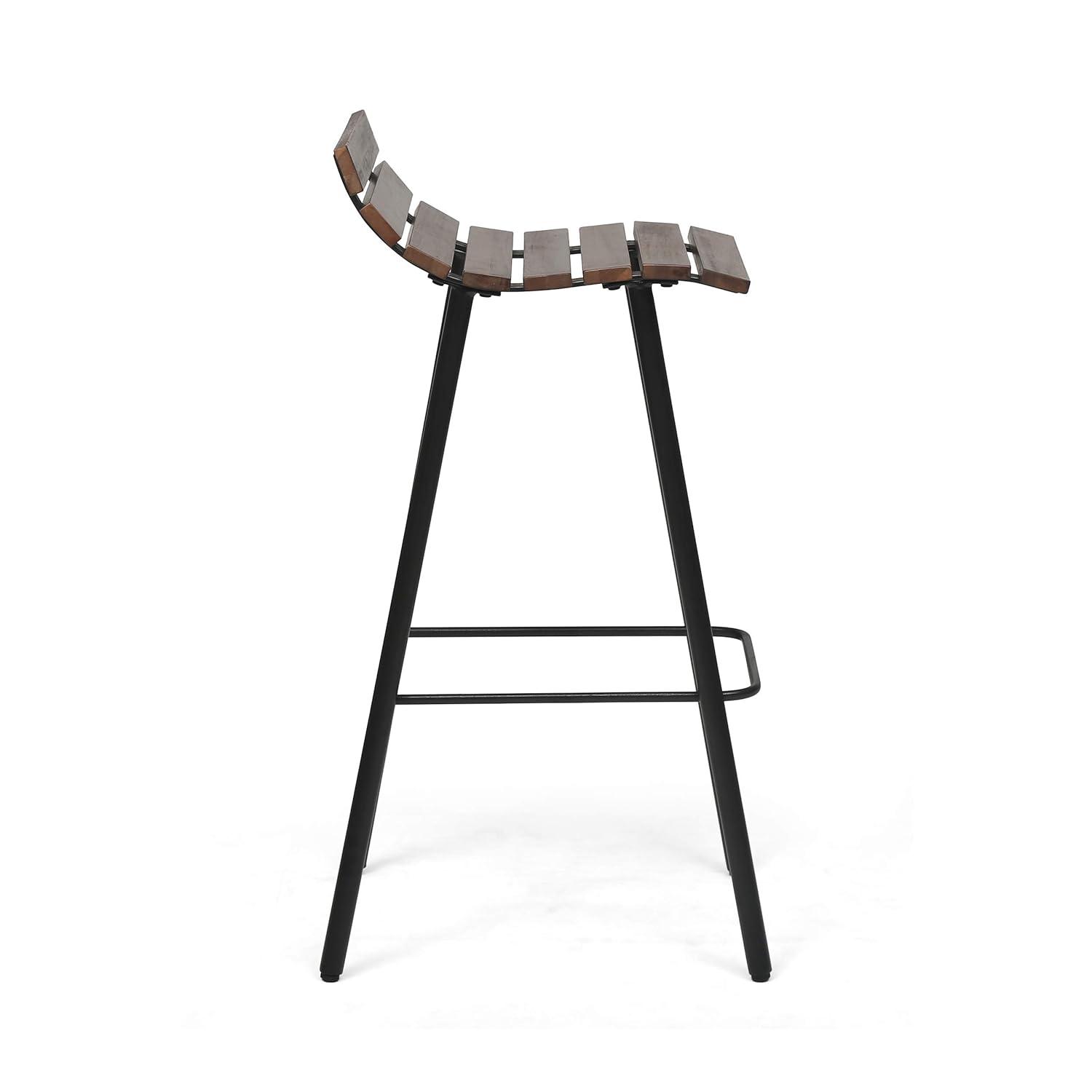Set of 2 Pepperwood Wooden Barstool Dark Brown - Christopher Knight Home: Industrial Style, Acacia Frame, 29.25" Height