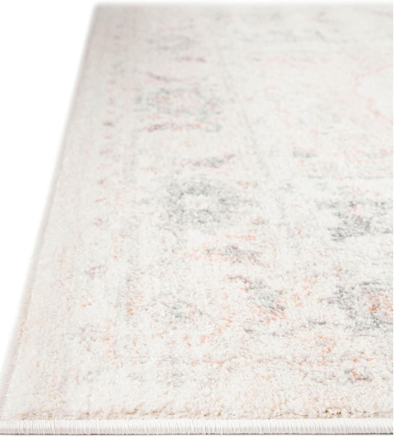 Rugs.com Madeline Vintage Collection Rug – 4 Ft Runner Ivory Low-Pile Rug Perfect for Hallways, Entryways