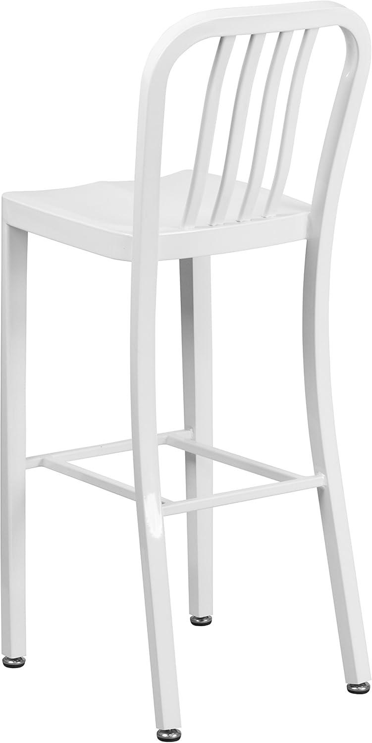 Flash Furniture Commercial Grade 30" High Metal Indoor-Outdoor Barstool with Vertical Slat Back