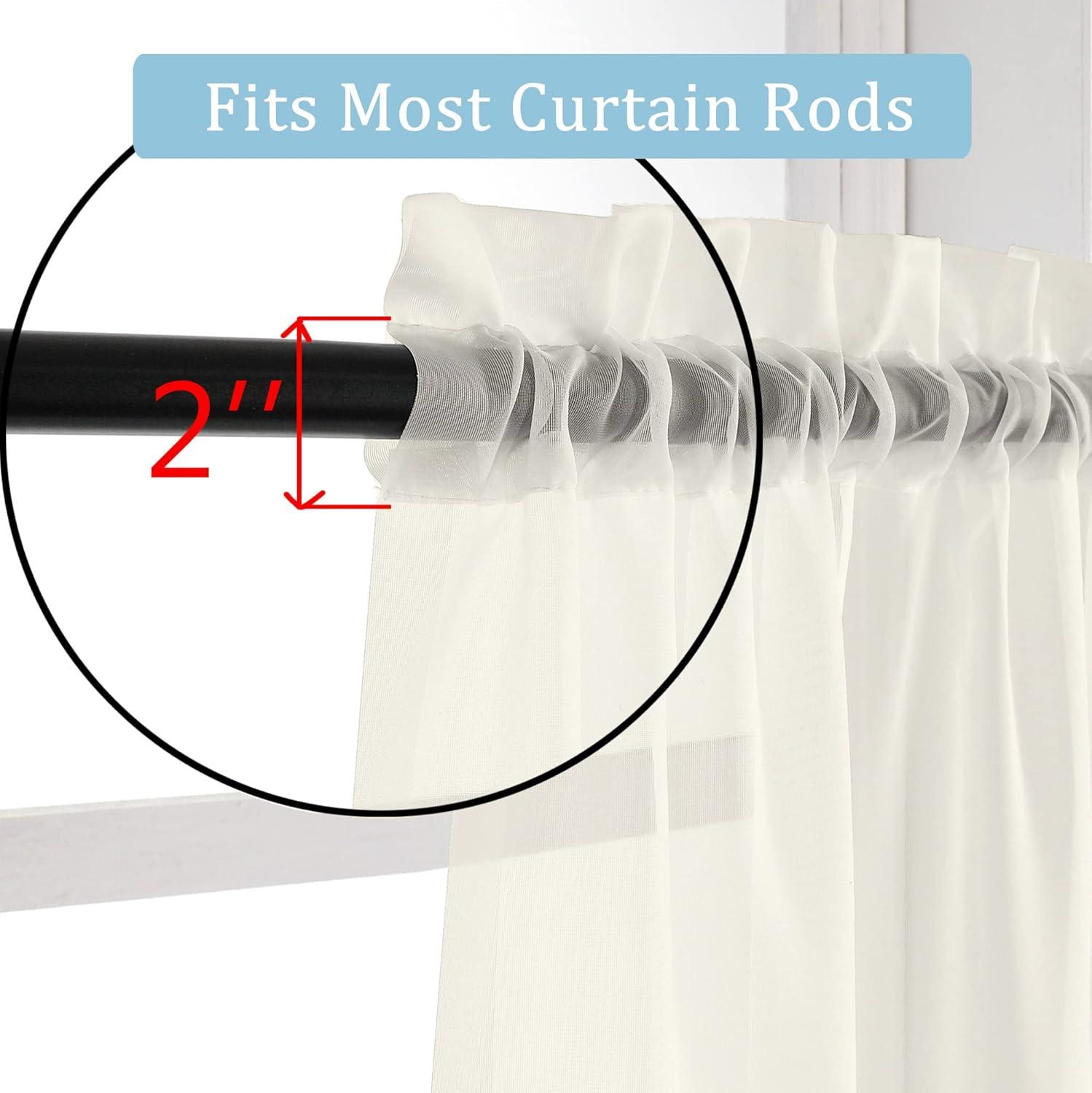 Ivory Sheer Rod Pocket Polyester Curtains 84" Length